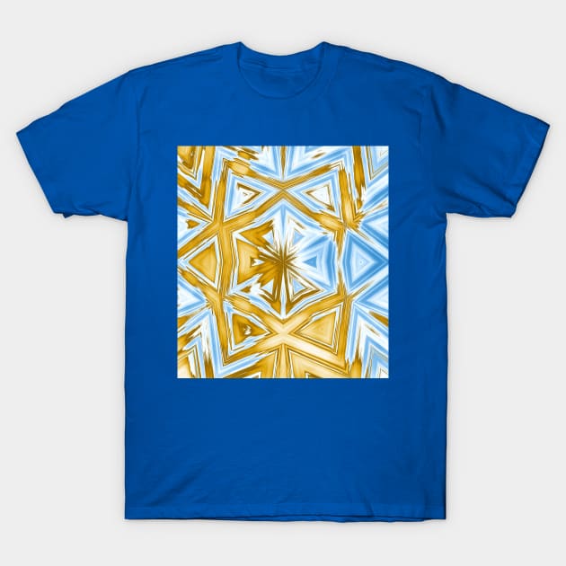 Bold abstract kaleidoscope in blue and beige T-Shirt by hereswendy